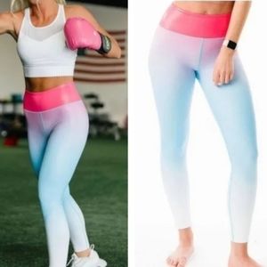 Zyia Active Leggings Firecracker Shimmer Light N Tight Hi-Rise 7/8 Womens Size 4